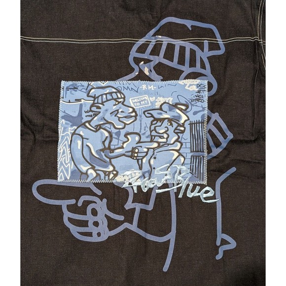 Vintage Y2K Raw Blue 3XL Denim Jacket NWT! Deadstock Urban Hip Hop Graffiti - Picture 2 of 16